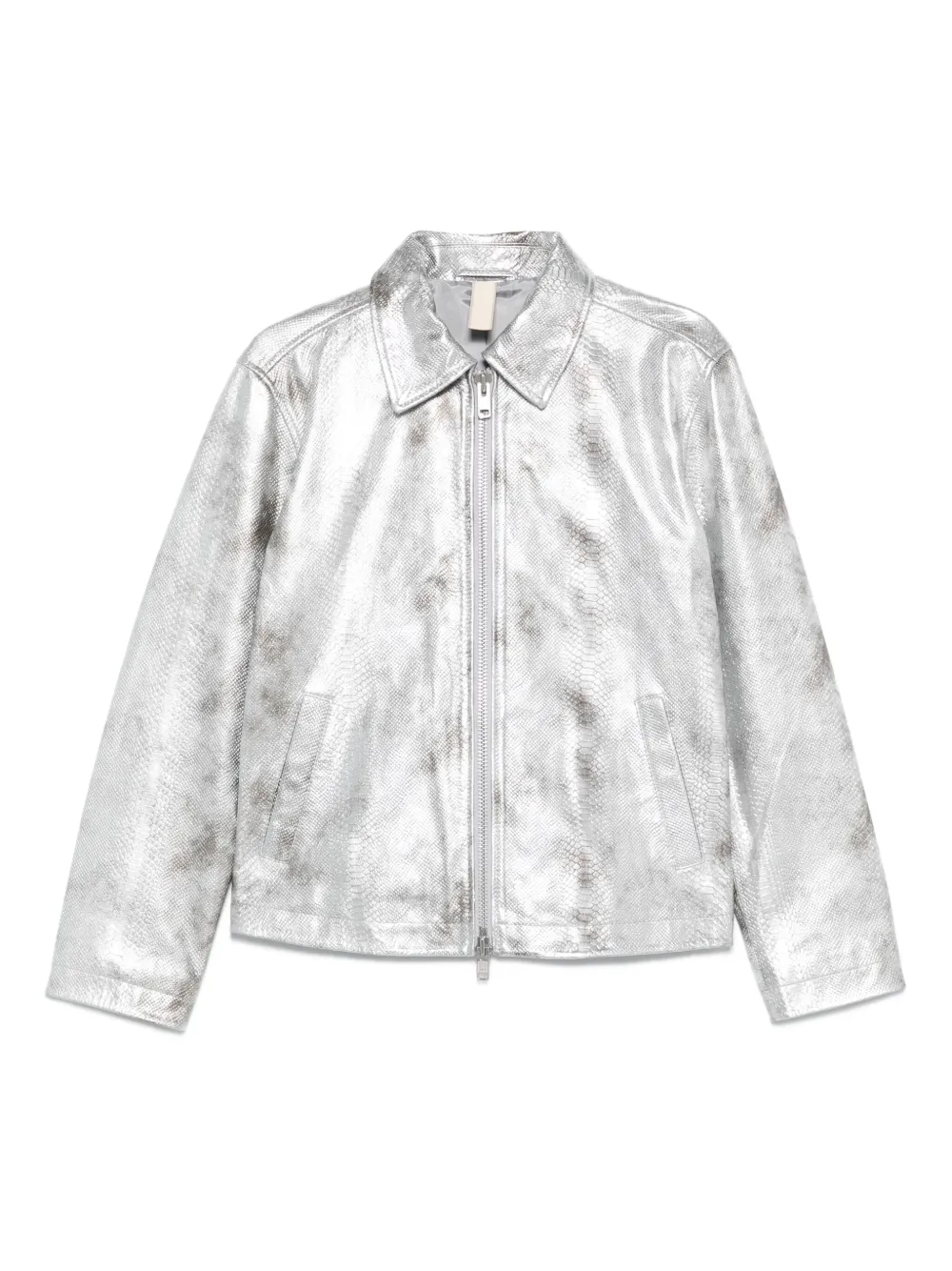Sunflower snakeskin-effect zip-front jacket Zilver