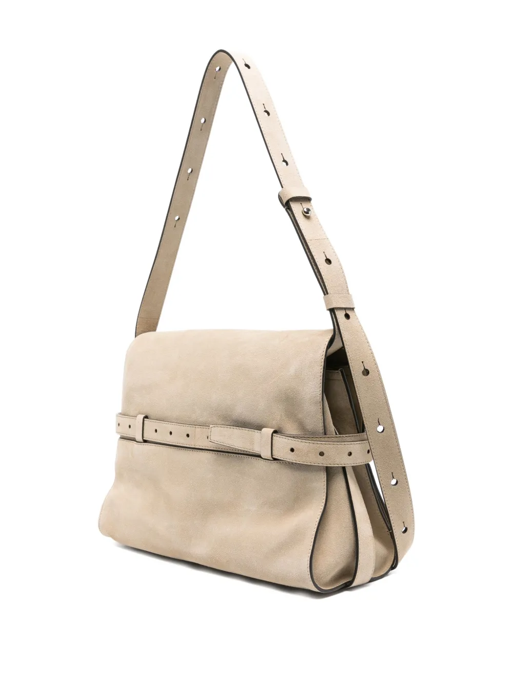 Moschino Tie Me suède schoudertas Beige