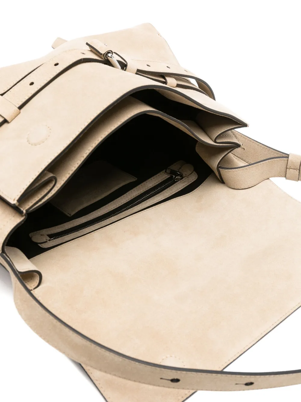 Moschino Tie Me suède schoudertas Beige