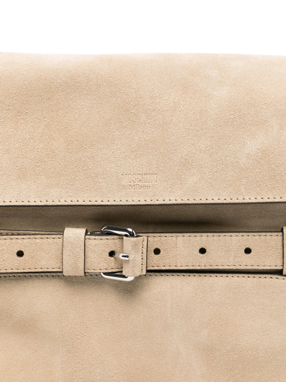 Moschino Tie Me suède schoudertas Beige