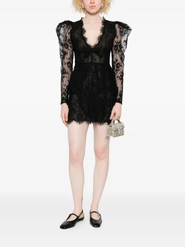 Alessandra Rich Lace Mini Dress | Black | FARFETCH