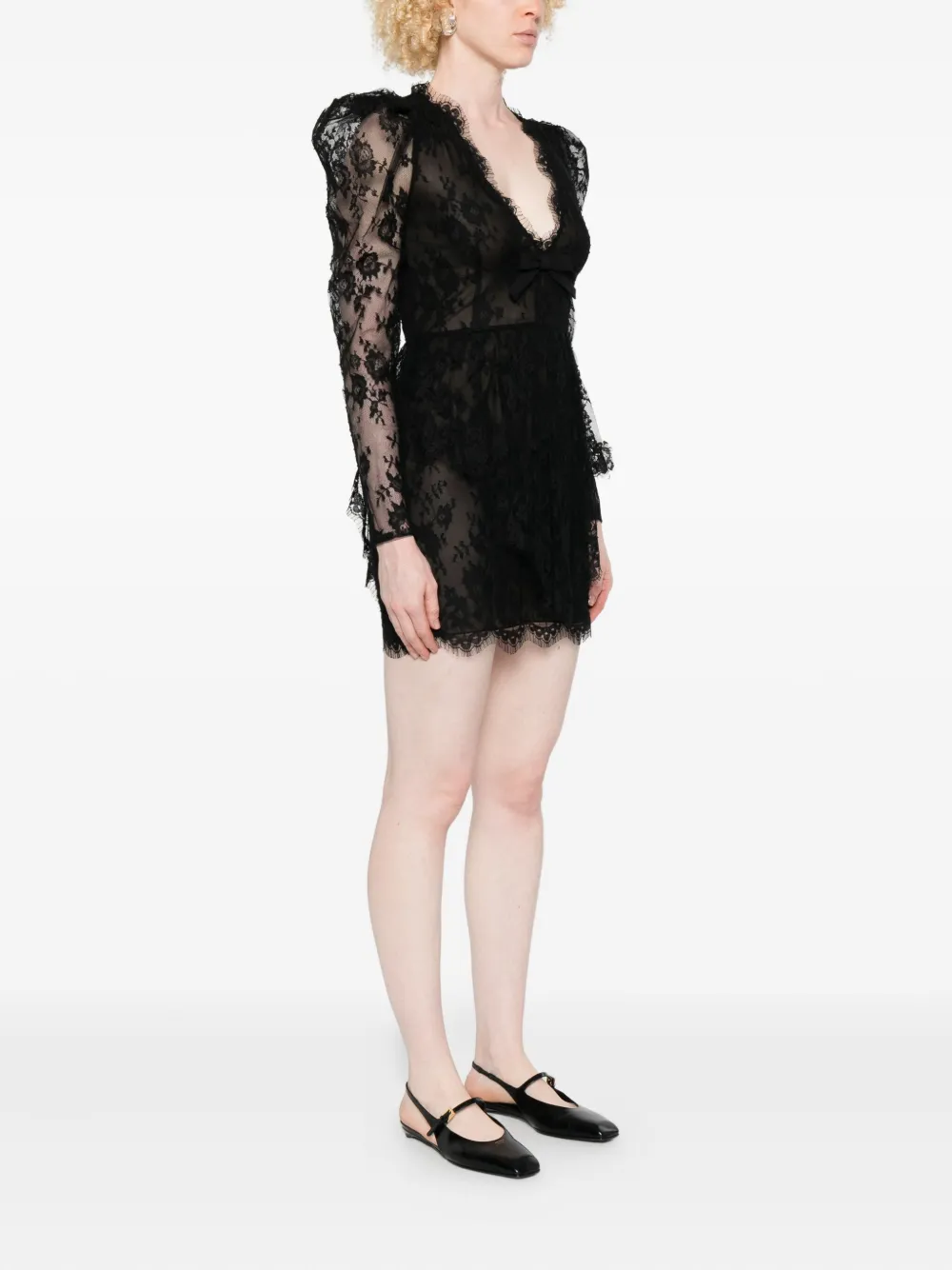 Alessandra Rich Mini-jurk met kant Zwart