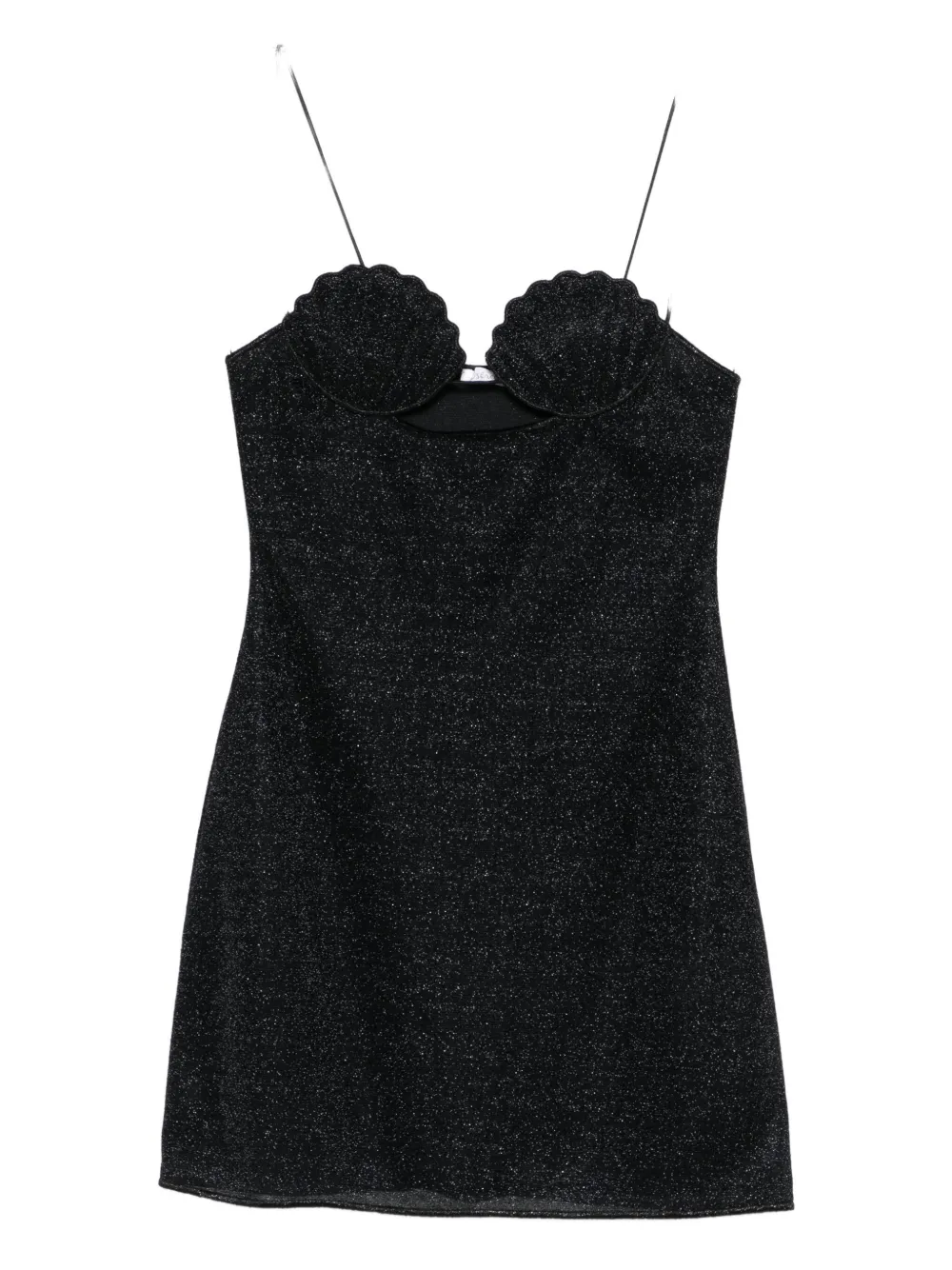 Oseree Shell-detail Glitter-embellished Dress In Black