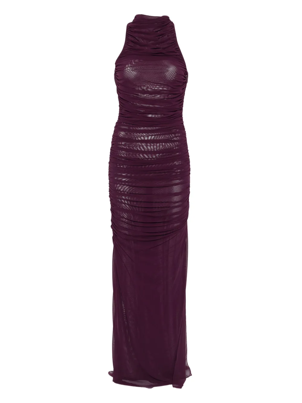 halter-neck mesh maxi dress