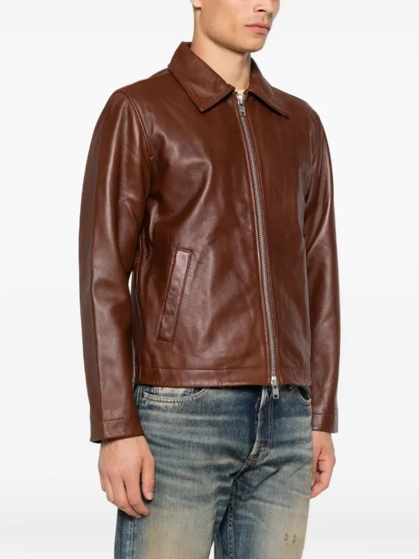 Sunflower ジップアップ レザージャケット | ブラウン | FARFETCH JP