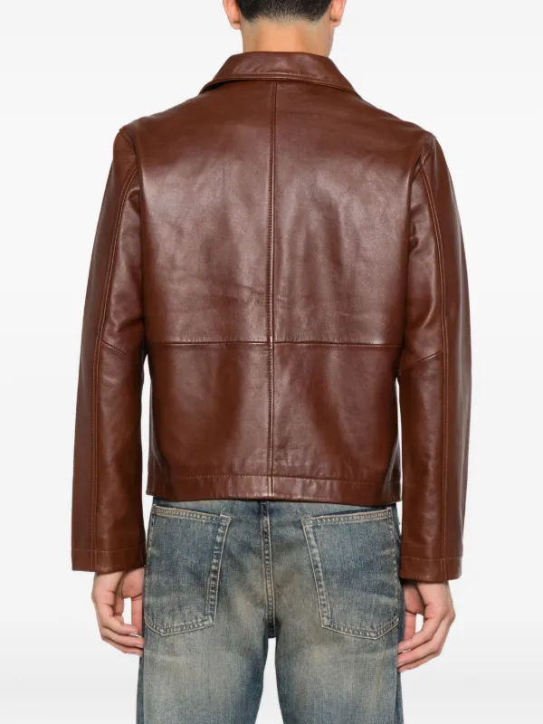 Sunflower ジップアップ レザージャケット | ブラウン | FARFETCH JP