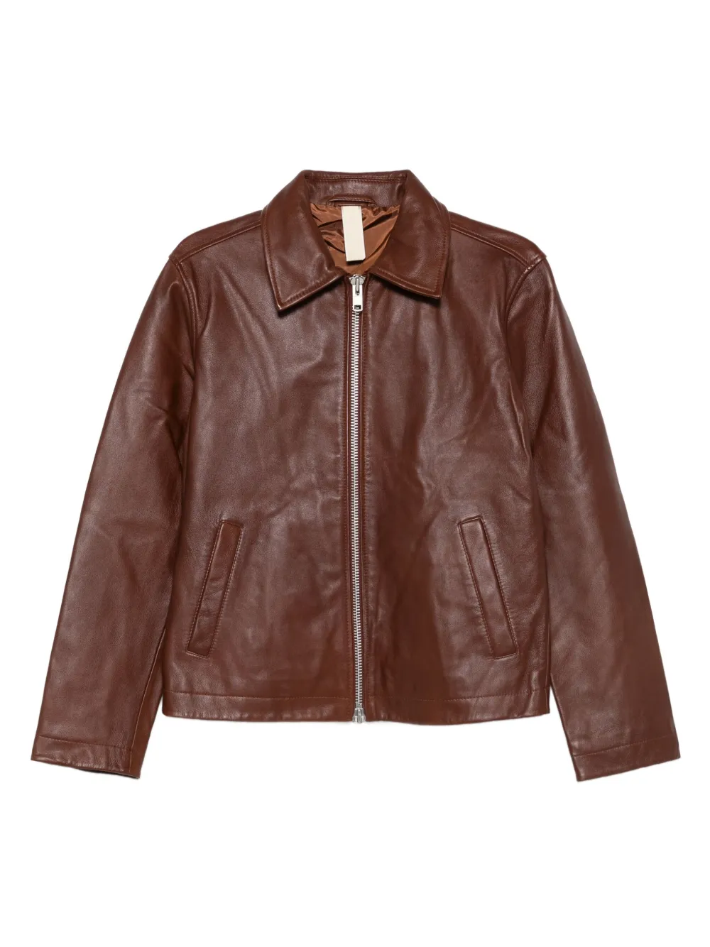 zip-up leather jacket
