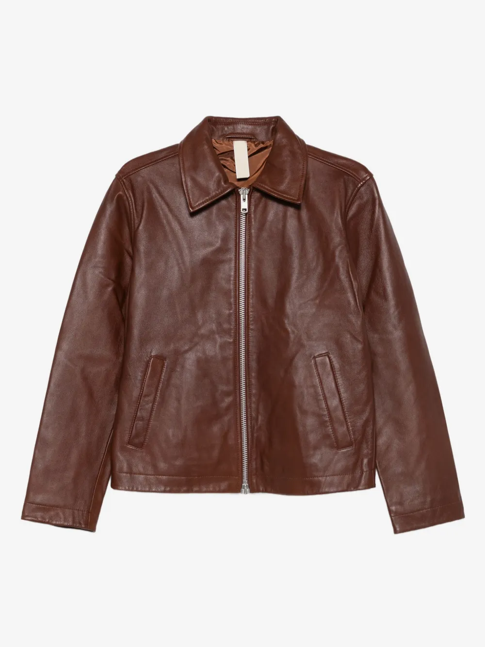 Sunflower zip-up leather jacket | Brown | Image 1