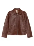 Sunflower zip-up leather jacket - Brown
