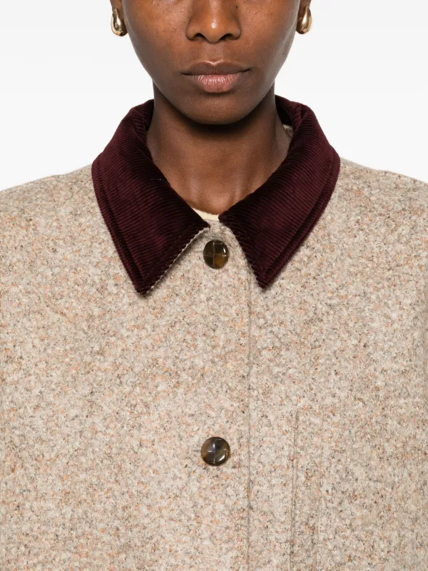 Blazé Milano Clelia corduroy-collar Wool Jacket | Neutrals | FARFETCH