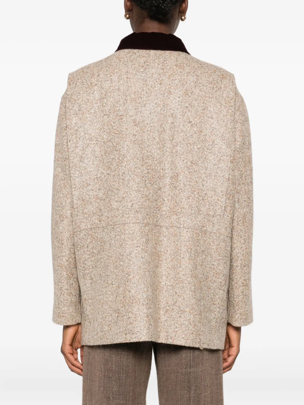 Blazé Milano Clelia Corduroy-collar Wool Jacket In Neutral