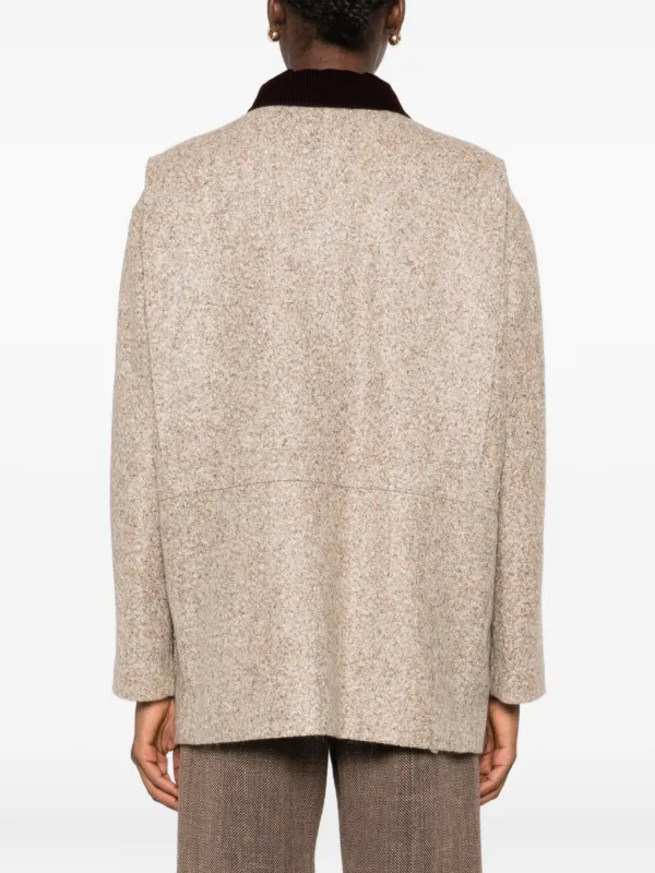 Blazé Milano Clelia corduroy-collar Wool Jacket | Neutrals | FARFETCH