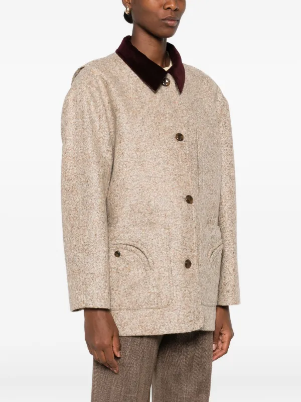 Blazé Milano Clelia corduroy-collar Wool Jacket | Neutrals | FARFETCH