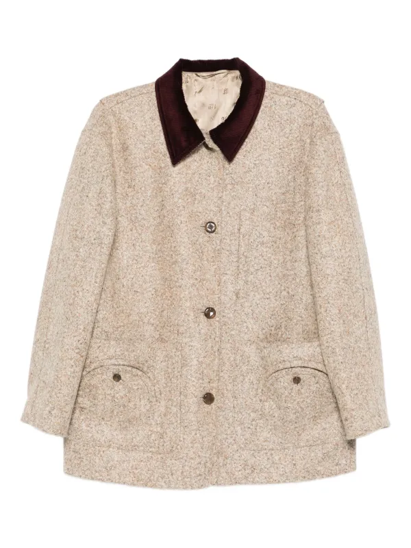 Blazé Milano Clelia corduroy-collar Wool Jacket | Neutrals | FARFETCH