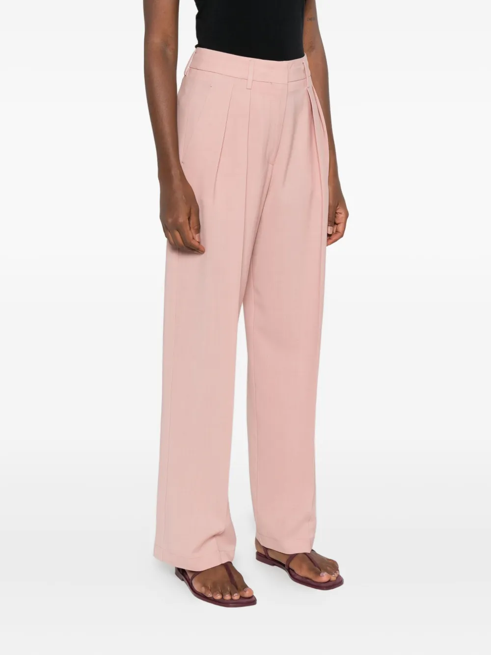 Forte pleated-design trousers Roze