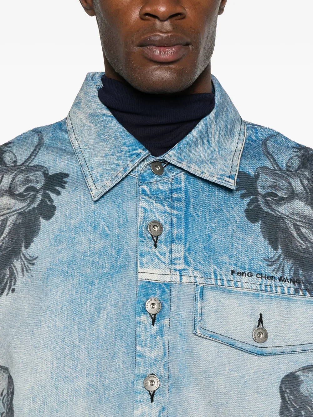 Feng Chen Wang Graphic Pocketed Shirt In Multi