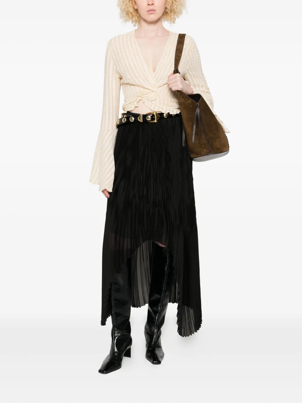 Forte Forte pleated asymmetric skirt - Zwart