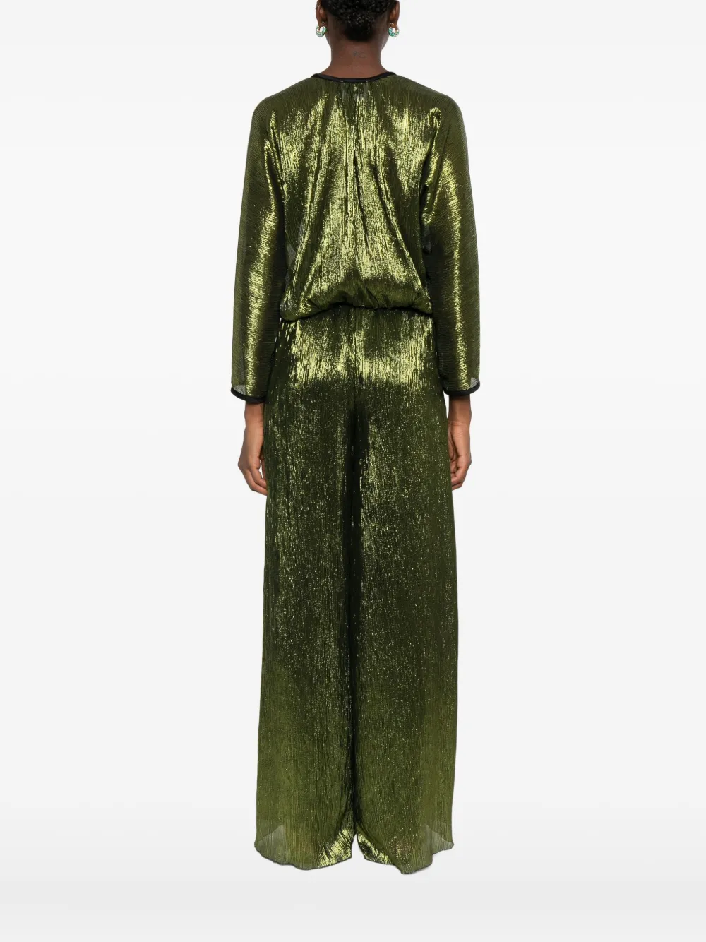 Forte metallic wrap-effect top Groen