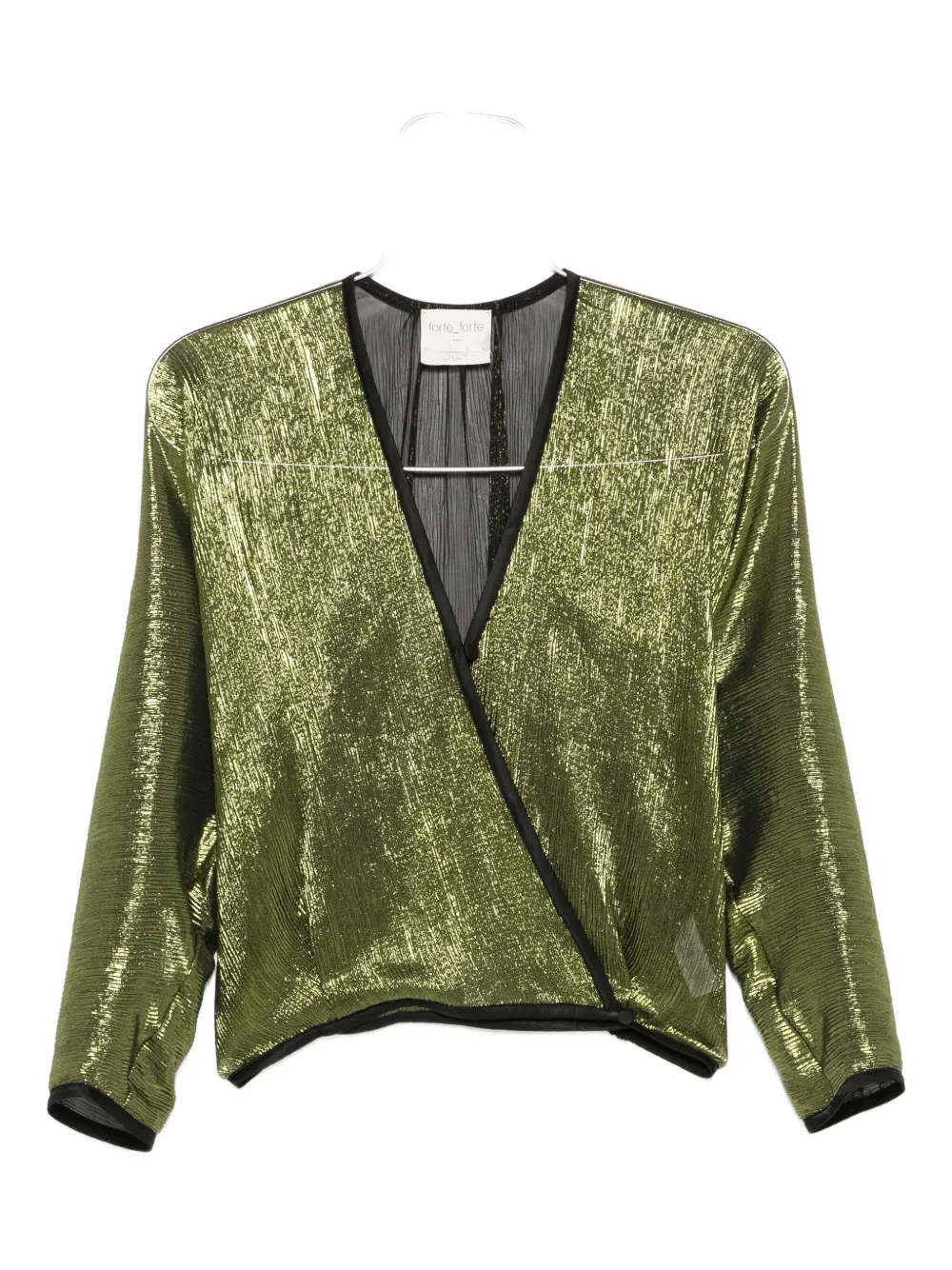 Forte metallic wrap-effect top Groen