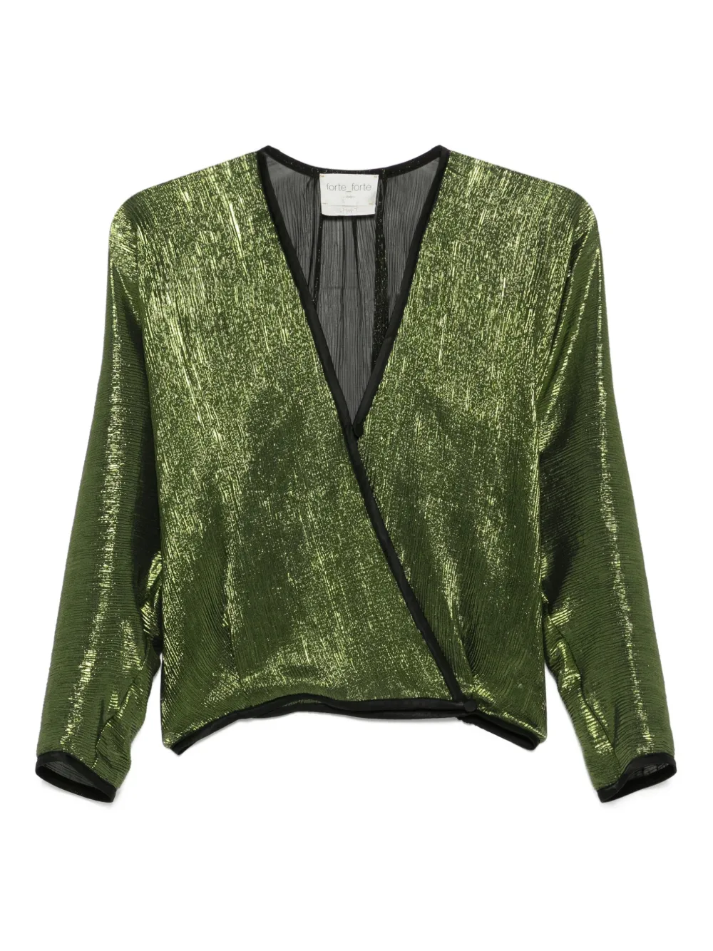 Forte metallic wrap-effect top Groen