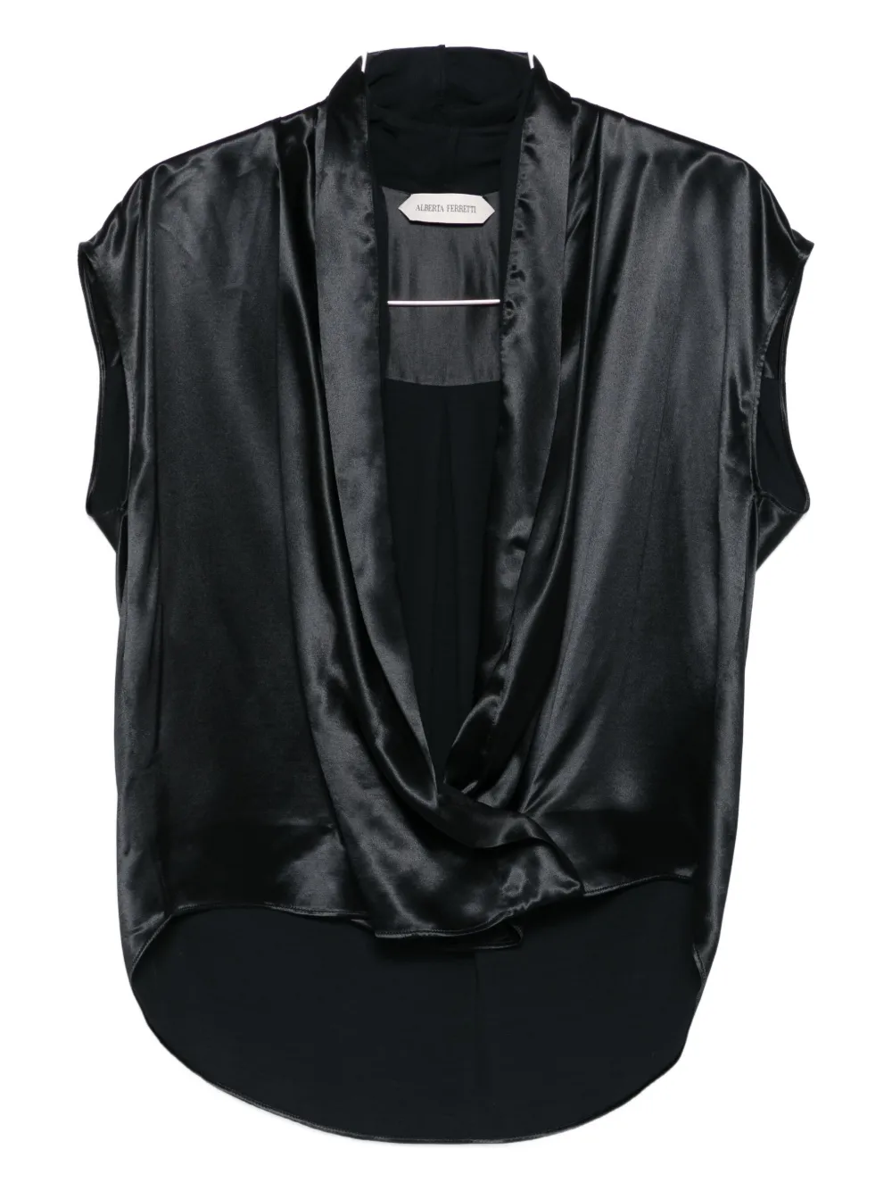 Alberta Ferretti Satin-effect Twist Blouse In Black