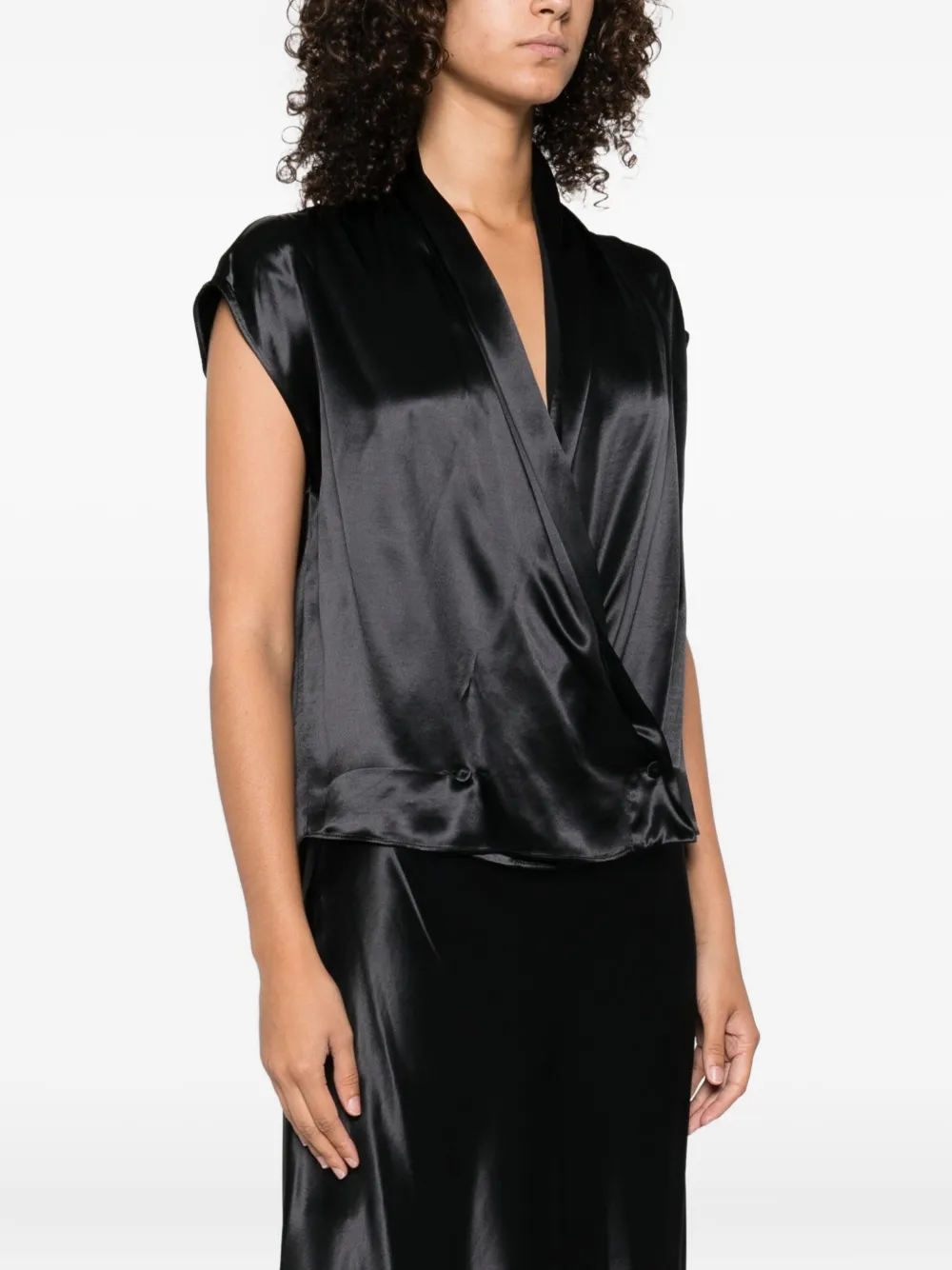 Alberta Ferretti satin-effect twist blouse Zwart