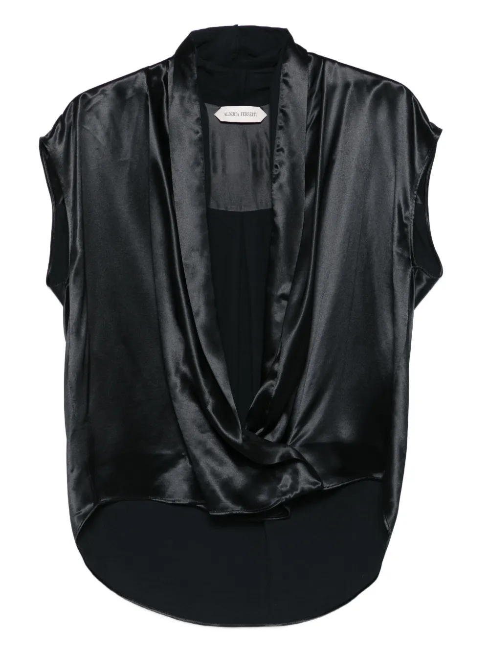 Alberta Ferretti satin-effect twist blouse Zwart
