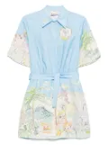 ALEMAIS linen printed dress - Blue