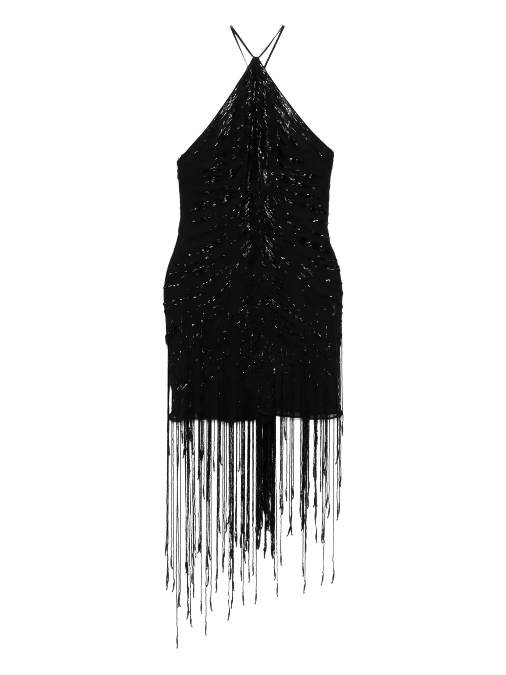 Amen fringed halterneck dress - Nero