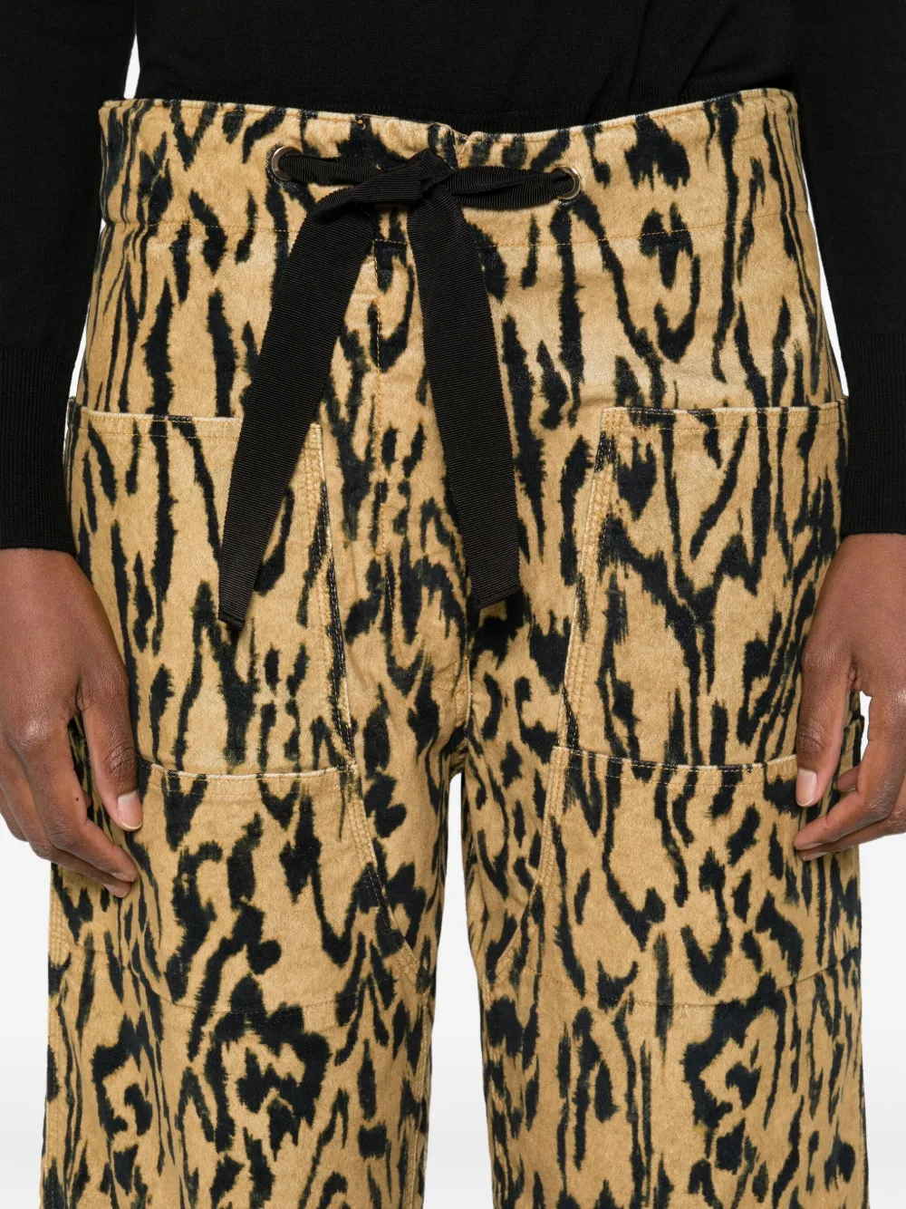 Forte Broek met dierenprint Bruin