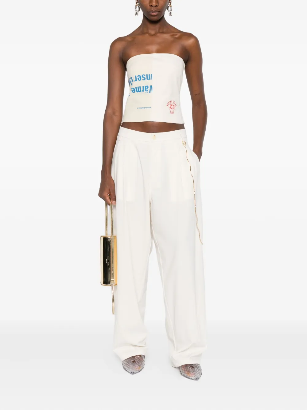 DARKPARK pleated chain-detail trousers - Beige