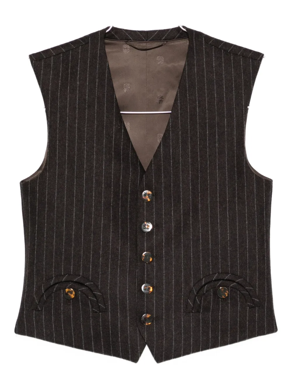 Blazé Milano Pinstripe Buttoned Waistcoat In Brown