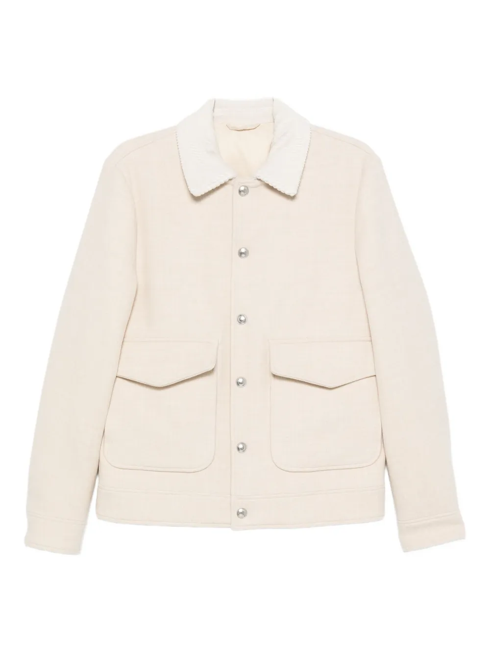 Eleventy Corduroy Collar Button Casual Jacket In Neutral