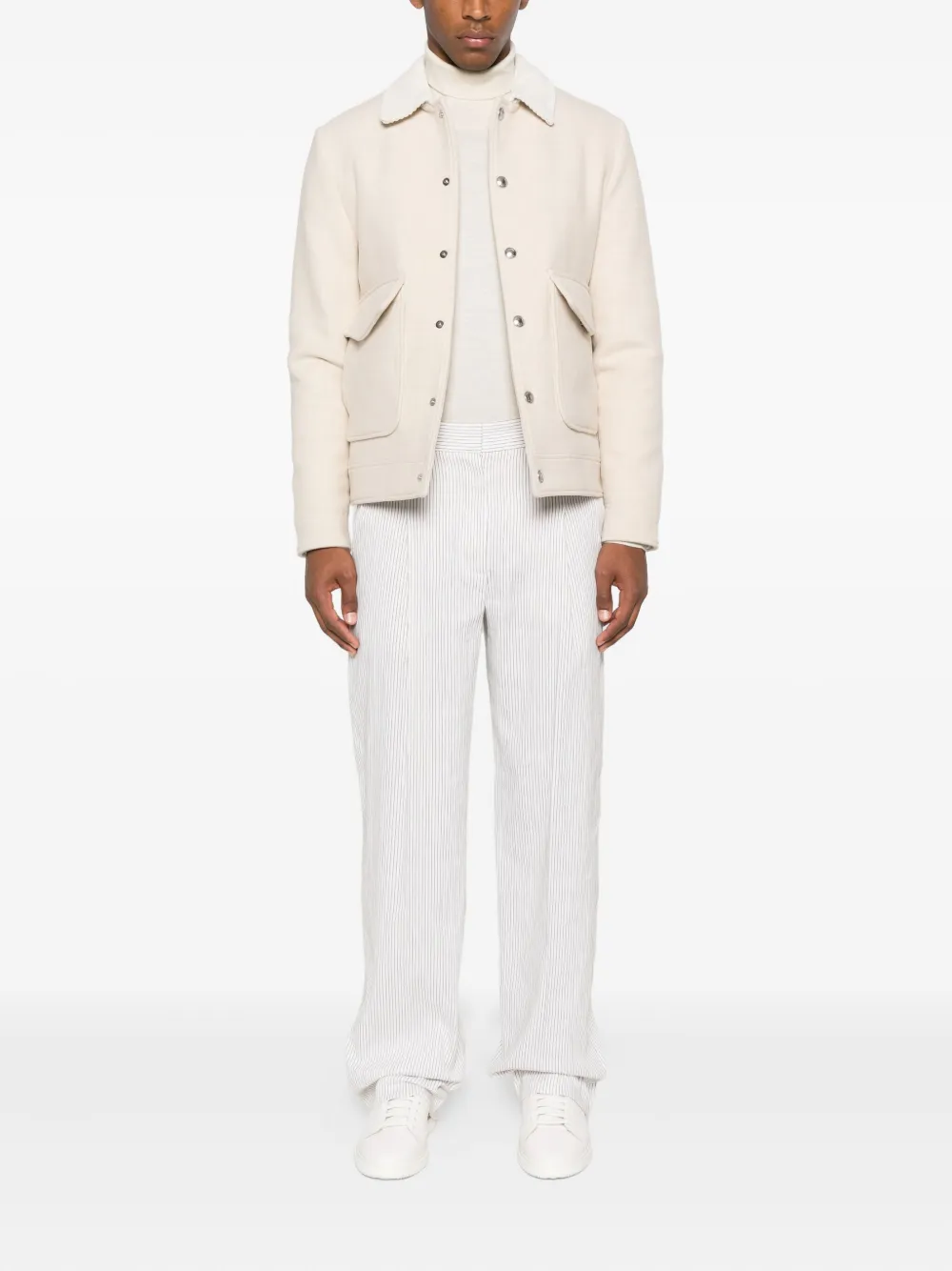 Eleventy corduroy-collar wool jacket Beige