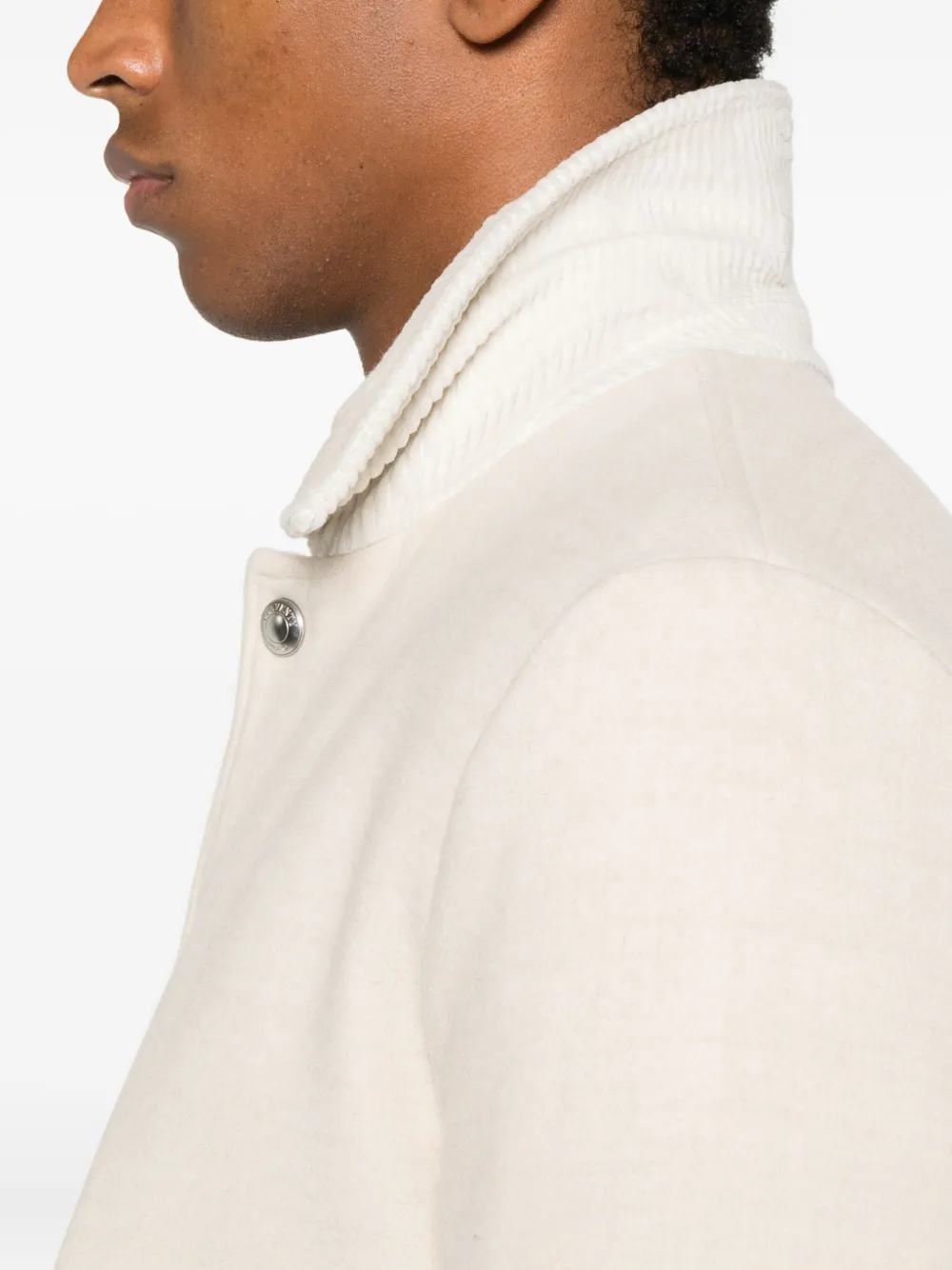 Eleventy corduroy-collar wool jacket Beige