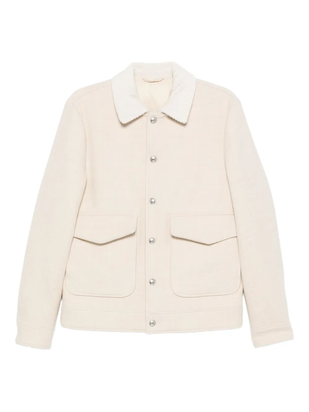 Eleventy corduroy-collar wool jacket Beige