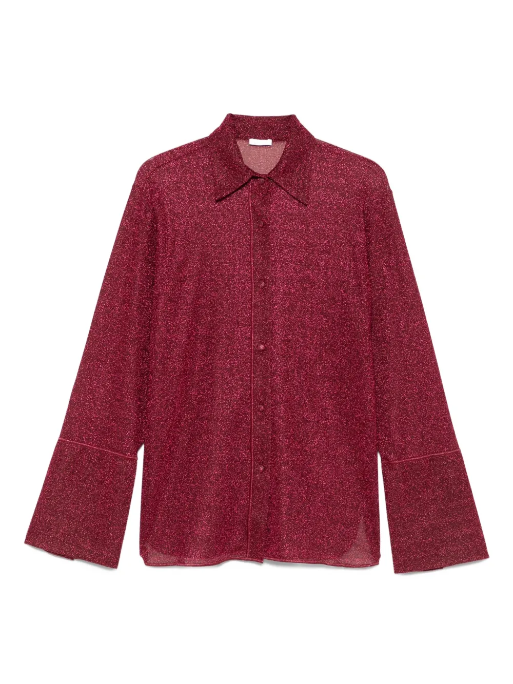 Oséree glitter-embellished bell-sleeve shirt Rood