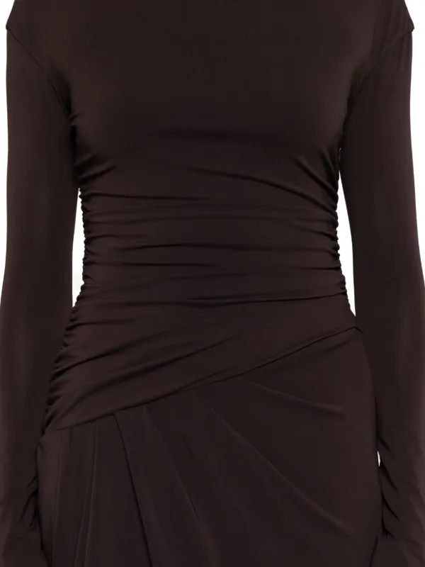 thirty thirty brown long sleeve dress Brown Ribbed Long Sleeve Maternity Wrap Dress main image 1