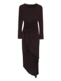 Amen draped long-sleeve asymmetric dress - Brown