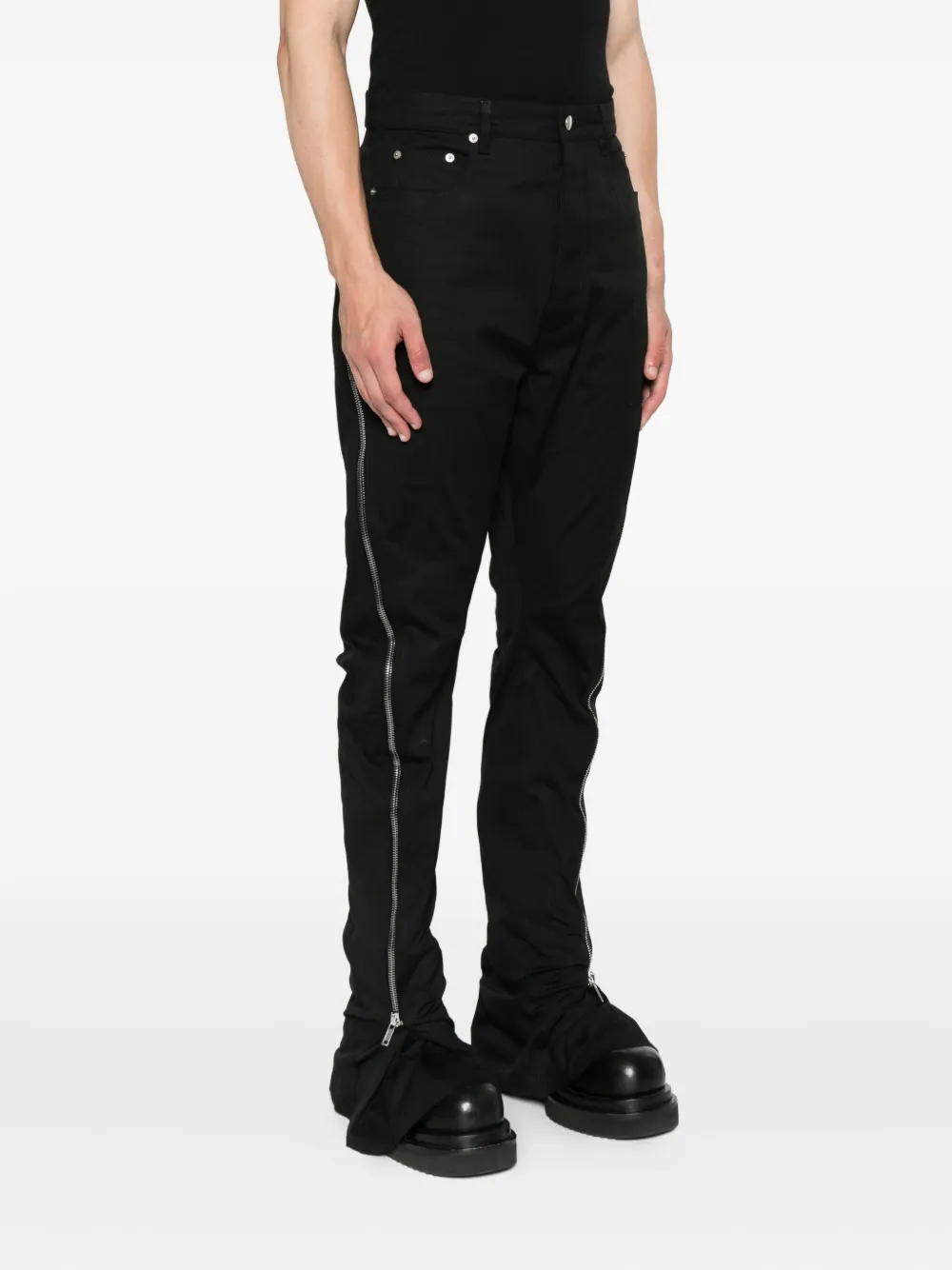 Rick Owens zip-detail flared trousers Zwart