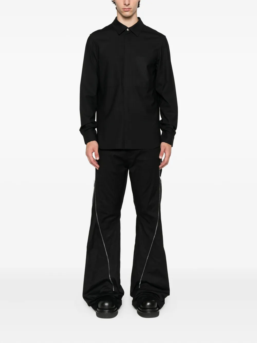 Rick Owens zip-detail flared trousers Zwart