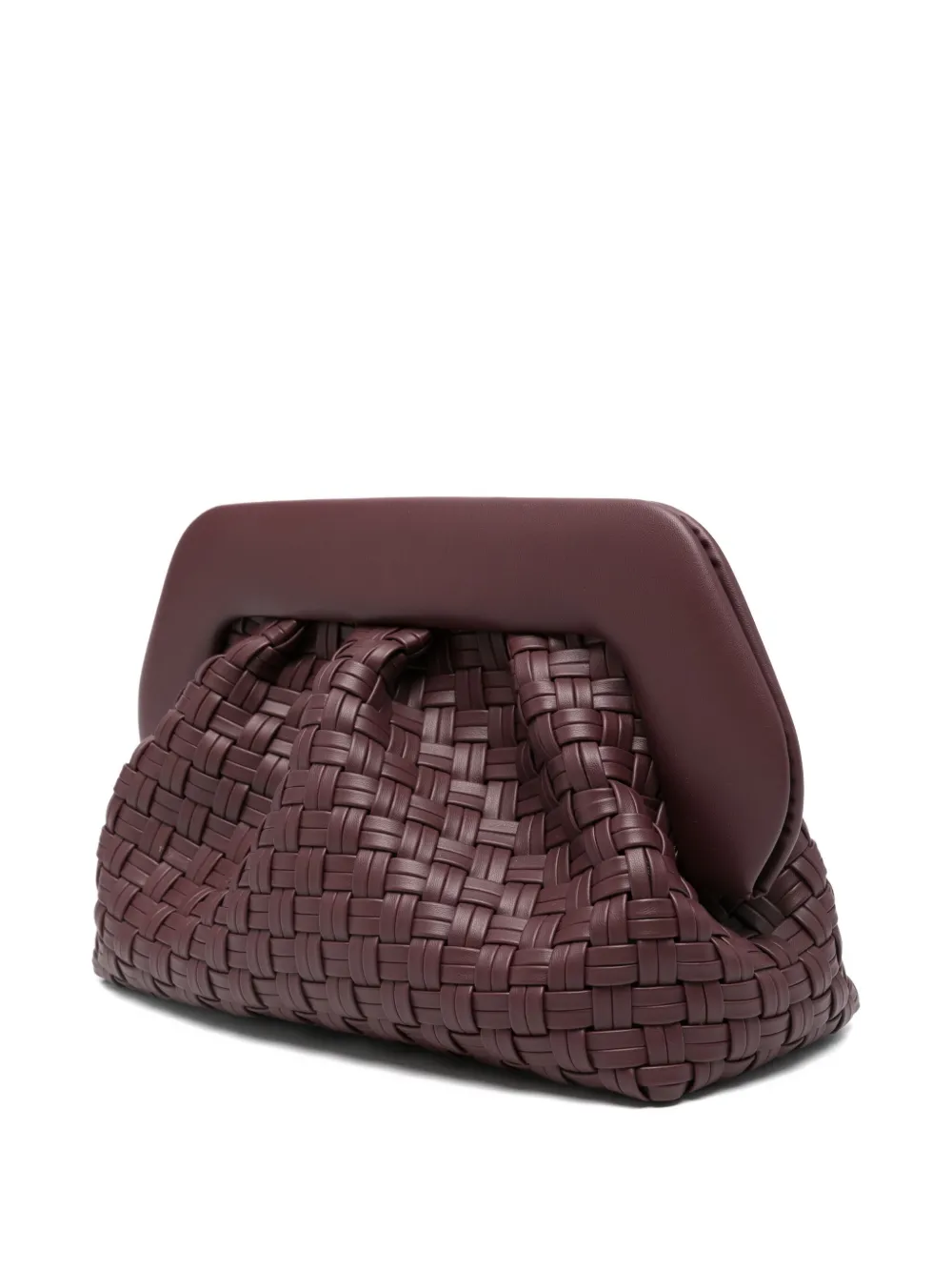 Themoirè Woven Detachable-strap Clutch Bag In Brown