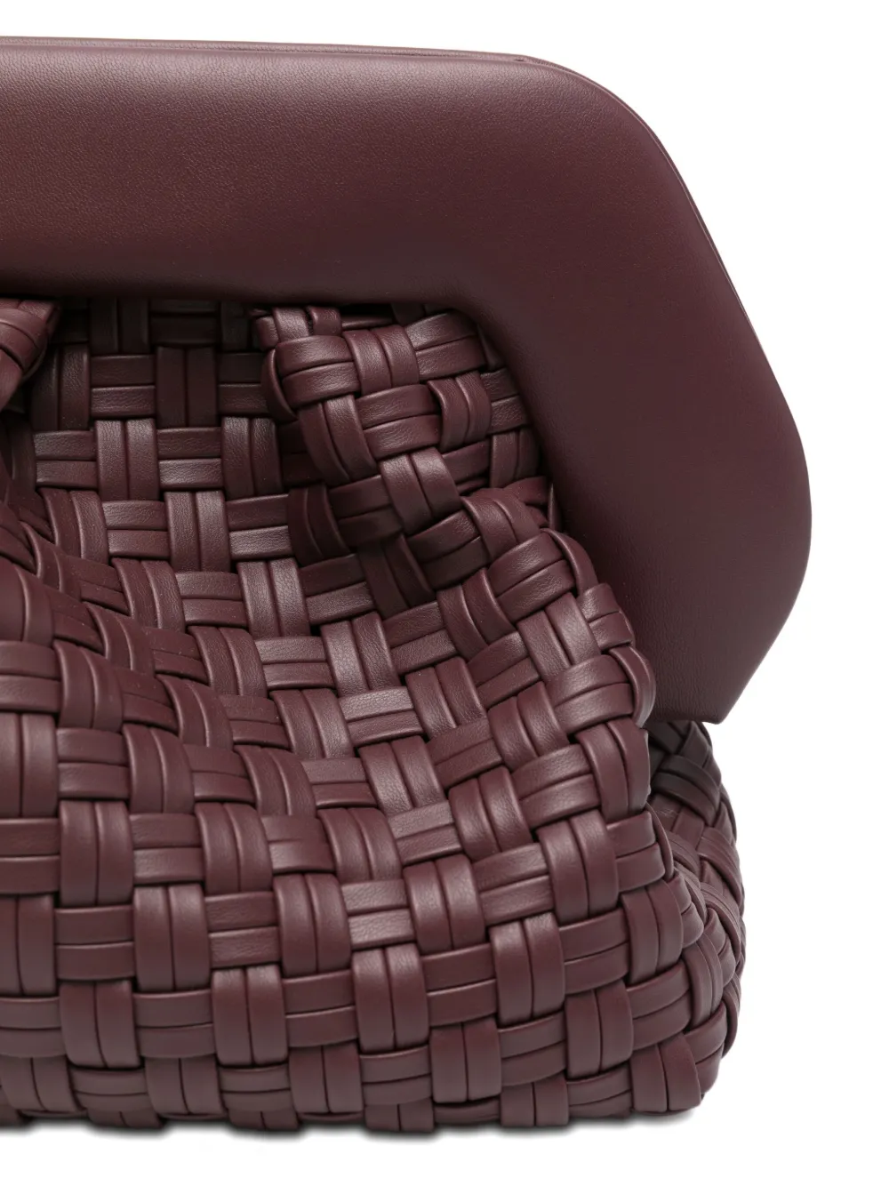 Themoirè Woven Detachable-strap Clutch Bag In Brown
