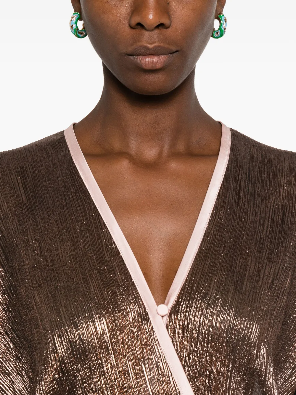 Forte metallic wrap-effect top Bruin