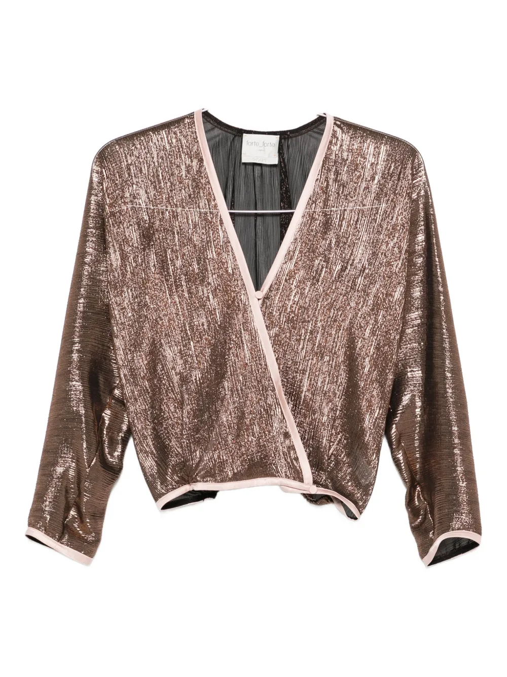 Forte metallic wrap-effect top Bruin
