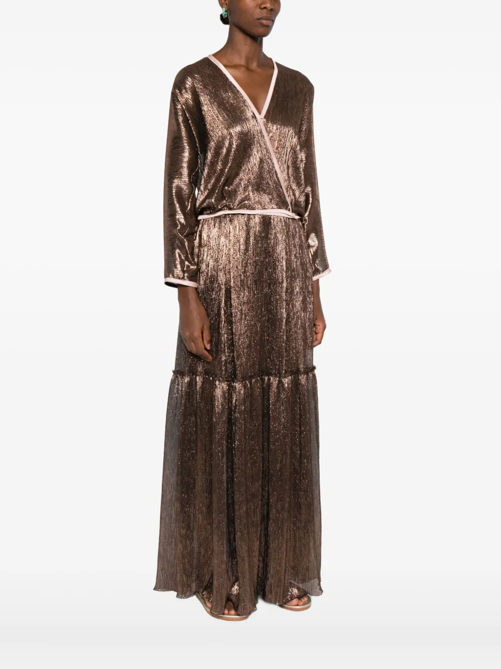 Forte metallic wrap-effect top Bruin