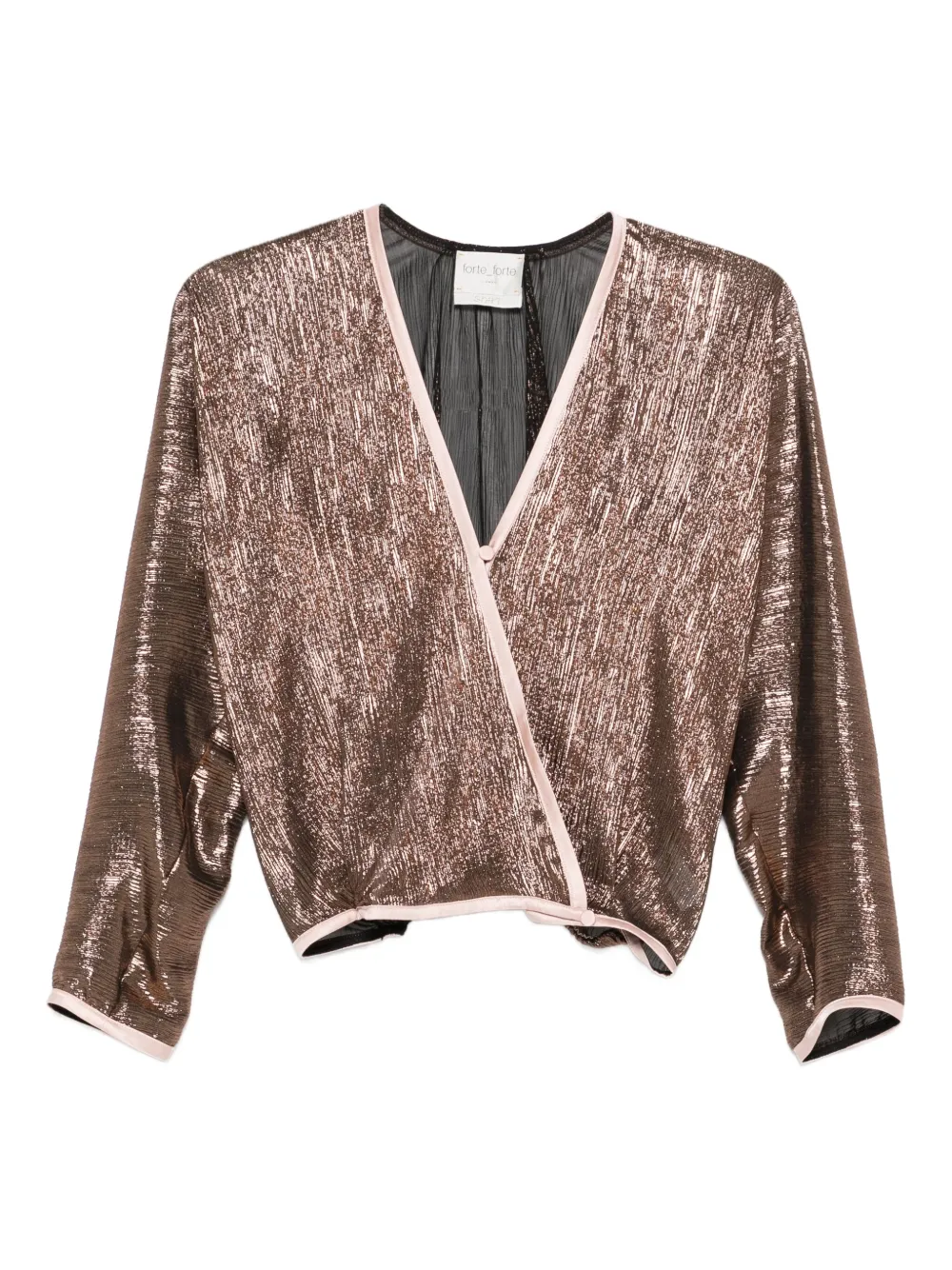 Forte metallic wrap-effect top Bruin
