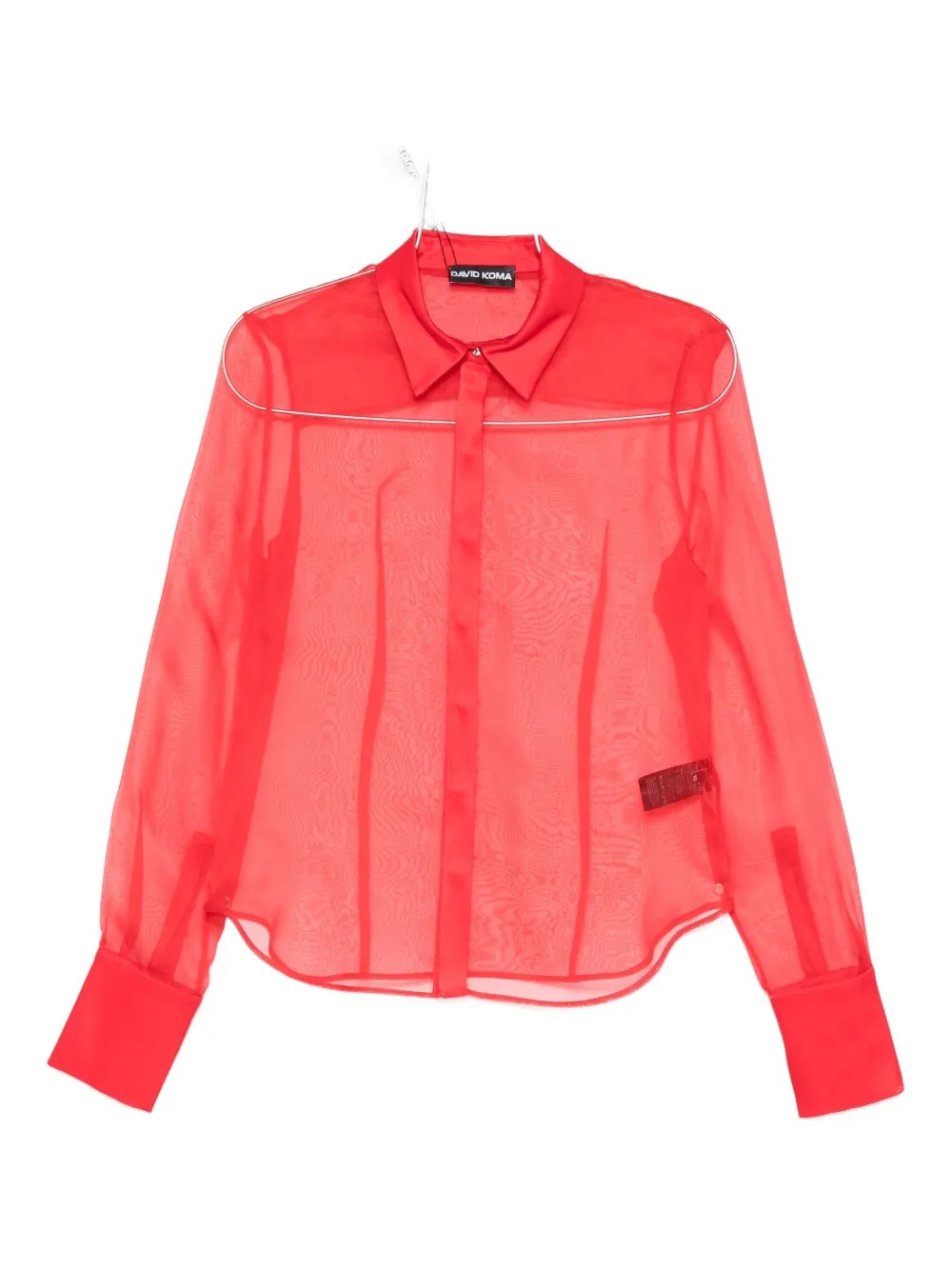 David Koma Semi-sheer Panelled Shirt In Red