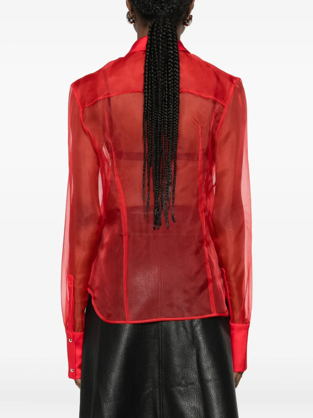 David Koma Semi-sheer Panelled Shirt In Red
