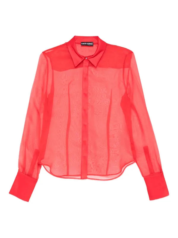 David Koma Semi-sheer Panelled Shirt in Red